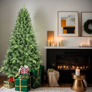 Resenkos Artificial 7.5ft  Christmas Tree with 2155PVC/Hard Needle Mixed Branch Tips, memory wire+iron wire - 1 of 4