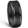 Pompeii3 Black Titanium 8mm Beveled Band with Black Carbon Fiber Inlay Comfort Fit - 3 of 4