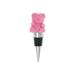 Unique Bargains Bottle Stoppers Teddy Bears Zinc Alloy Resin TPR Red Silver Tone Black 1 Pc - 1 of 3