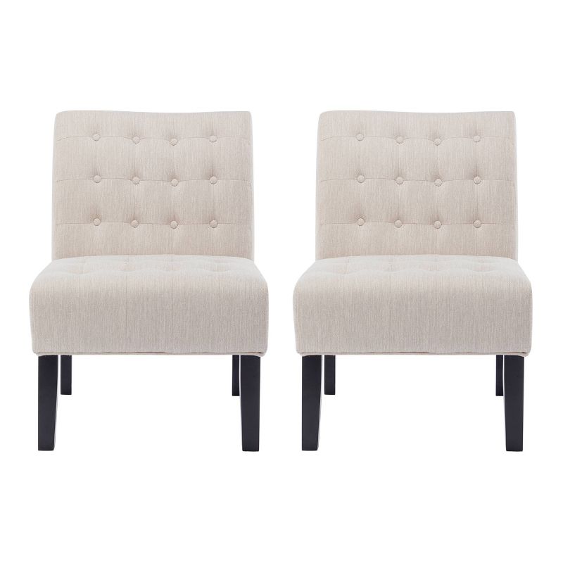 Set of 2 Lewis Contemporary Fabric Tufted Slipper Chairs - Christopher Knight Home, 1 of 11