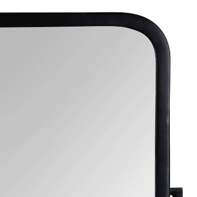 Elijah 33.5'' Black Iron Rectangular Pivot Wall Mirror