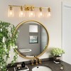 POWLIG 35-in 5-Light Gold Modern Dimmable Bathroom Vanity Light with Cylindrical Glass Shade - 3 of 4