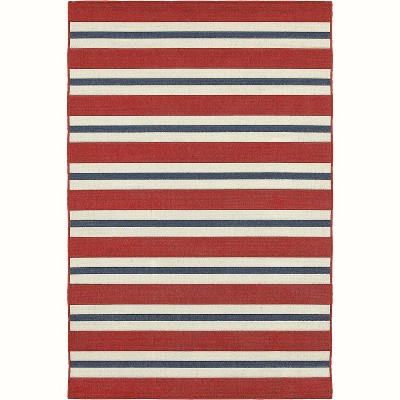 Oriental Weavers Meridian 7'10" Round Machine Woven Rug in Red