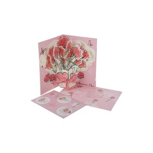 Unique Bargains Greeting Card Rose Series Bouquets Paper 6.3"x4.3"x0.4" 1 Pc - 1 of 4