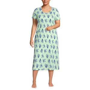 Lands' End Women's Cotton Short Sleeve Midcalf Nightgown - 1 of 3