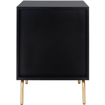 Genevieve Mid-Century Mahogany 2-Drawer Nightstand in Black/White Washed