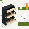Natural Rattan Shoe Cabinet with 2 Flip, Freestanding Shoe Racks with Drawer, Wooden Entry Way Cabinet with Adjustable Shelf and Metal Legs - 2 of 4