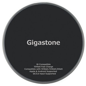 Gigastone® GA-9700 Qi® Certified Fast Wireless Charging Pad in Black - 1 of 4