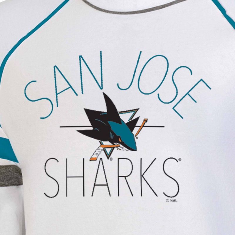 NHL San Jose Sharks Women&#39;s White Fleece Crew Sweatshirt, 3 of 4