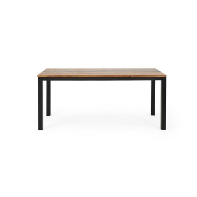 Lindsey Rectangular Outdoor Modern Industrial Acacia Wood Dining Table Teak/Black - Christopher Knight Home