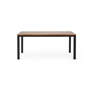 Lindsey Rectangular Outdoor Dining Table: Acacia Wood, Metal Frame, 6-Seater - Christopher Knight Home - 1 of 4
