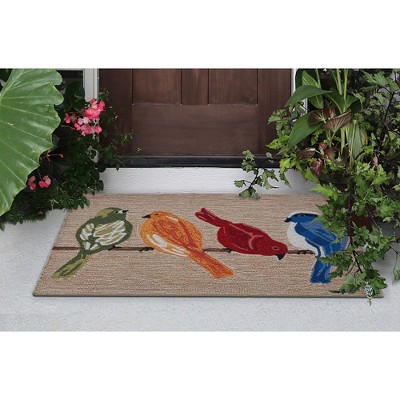 Sunflower & Birds Hand Tufted Neutral Indoor/Outdoor Rug 31"x48"