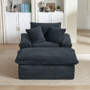 Dolonm Single Large-sized Sofa with Foot Pedals, Multi Part Activity Design, Corduroy Fabric, Removable and Washable,Grey - 1 of 4