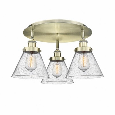Cone - 3 Light Flush Mount In Art Deco Style-9.5 Inches Tall and 19.5 Inches Wide