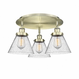 Cone - 3 Light Flush Mount In Art Deco Style-9.5 Inches Tall and 19.5 Inches Wide - 1 of 1