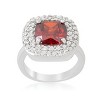 Slickblue Red Bridal Cocktail Ring for Women – Rhodium-Plated with Cushion Cubic Zirconia, Size 5 to 10 - 3 of 4