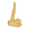 Black Bow Jewelry 14k Yellow Gold 28mm Wave-washed Lighthouse Pendant - 3 of 4