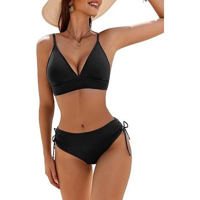 AI'MAGE Bikini Set for Women Triangle Floral Print Bikini Set Two Piece Swimsuit V Neck Bathing Suits