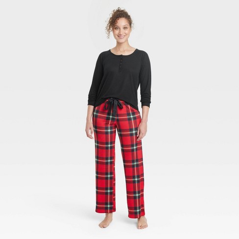 Women's Henley Gift Pajama Set - Stars Above™ Red Tartan M : Target