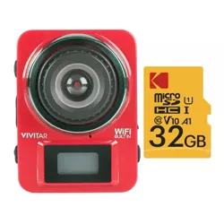 Vivitar DVR 936HD VR936HD Action Camcorder (Red) with 32GB MicroSD Card