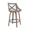 Set of 2 Charlotte Counter Height Barstools Light Gray/Gray - LumiSource: Upholstered Swivel Stools, Wood Legs - 4 of 4