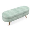 VisioGear Oval Ottoman, Storage Bench with Wood Legs for Living Room, Cyan, 43.5"*16"*16" - 2 of 4