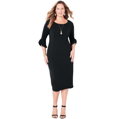 Catherines Women's Plus Size Petite Ruffle Sleeve Shift Dress