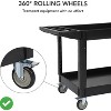 2 Tier 500-lb Utility Service PP Cart Heavy Duty Carts w/ Wheels for Warehouse/Garage/Cleaning/Manufacturing - 2 of 4