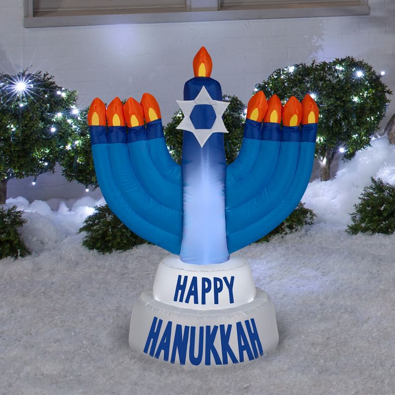 Gemmy Airblown Inflatable Outdoor Hanukkah Candles, 3.5 ft Tall, Multicolored, 2 of 7