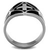 Slickblue Men's Cross Ring, Jet Black Epoxy Inlay with Flared Accents, Polished Stainless Steel, Sizes 8–13 - 3 of 4