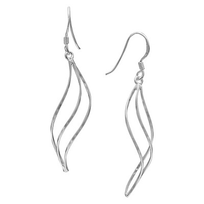 Women's Sterling Silver Drop Spiral Earrings - Silver (44mm)