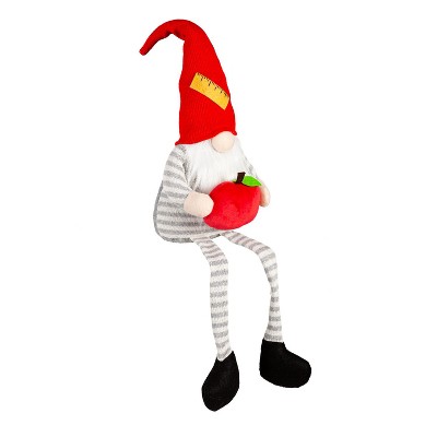 Fabric Teacher Gnome with Apple and Dangling Legs Table Decor