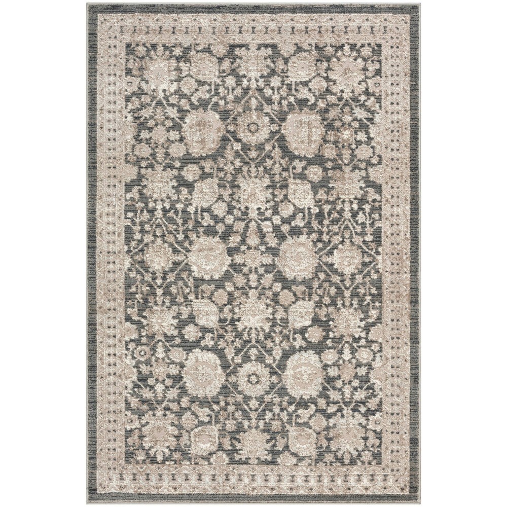 Photos - Area Rug Nourison 5'3"x7'3" Eco Cycle Floral Machine Woven  Charcoal: Low Pile, Recycled Fiber, Indoor Use, Botanical Pattern 