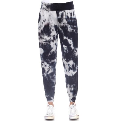 Women's Tie Dye Harem Pants with Pockets - White Mark