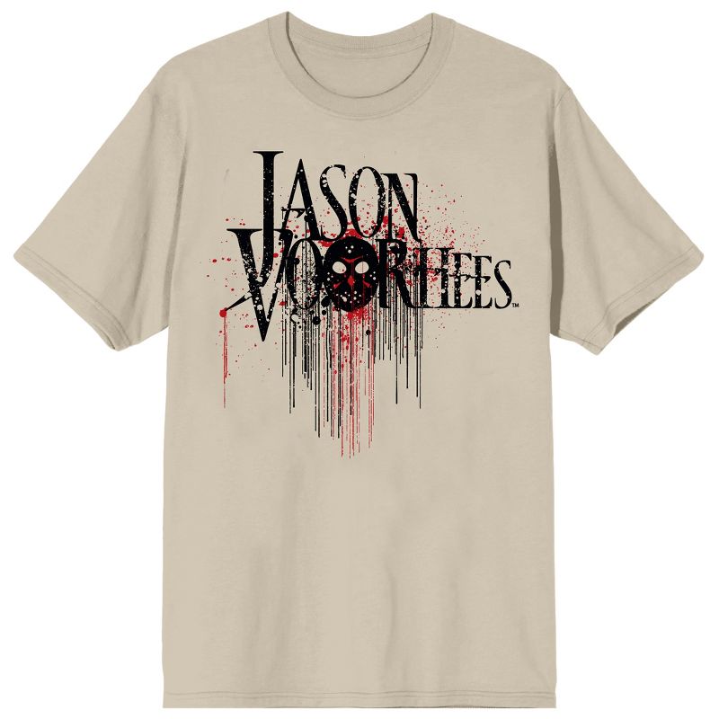 Friday The 13th Jason Voorhees Chest Print Crew Neck Short Sleeve Pelican Men's T-shirt, 1 of 4