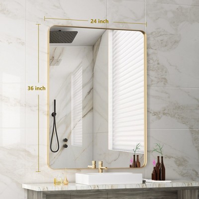PAIHOME Wall-Mounted Mirror With Rounded Corners Rectangular Decorative Mirrors
