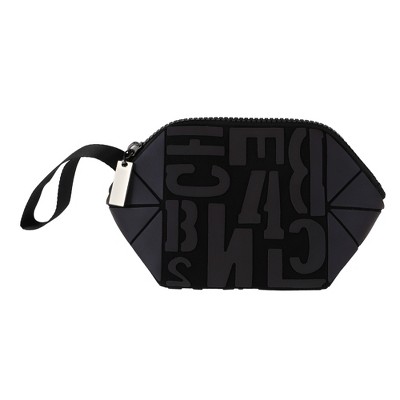 Unique Bargains Women Geometric Letter Shell Makeup Bag Gray 1 Pc
