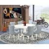 HomeStock 7-Piece Oval Linen White Finish Solid Wood Top Dining Table with 6-Chairs with Butterfly Leaf - 2 of 4