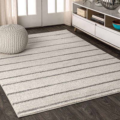 8'x10' Rectangle Loomed Stripe Area Rug White - JONATHAN  Y