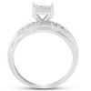 Pompeii3 1/4ct Princess Cut Diamond Engagement Pave Ring Solid 10K White Gold - 2 of 4