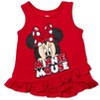 Mickey Mouse & Friends Minnie Mouse Baby Girls Tank Top French Terry Shorts and Scrunchie 3 Piece Outfit Set Infant to Big Kid - image 2 of 4