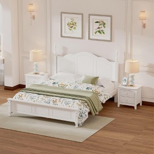 NicBex Full/Queen Vintage Platform Bed Frame with Headboard,Retro Style Wood Platform Bed,No Box Spring Needed,Easy Assembly,Walnut/White - 1 of 4