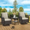 Jojoka 3pc Outdoor Wicker Rocking Bistro Set with 2 Swivel Chairs & Glass-Top Table, Rattan Patio Furniture with Cushions for Porch, Backyard - 2 of 4