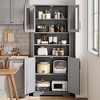 67" Tall Storage Cabinet with Glass Doors & Adjustable Shelves – Freestanding Bathroom & Kitchen Pantry Cupboard for Living & Dining Room - 4 of 4