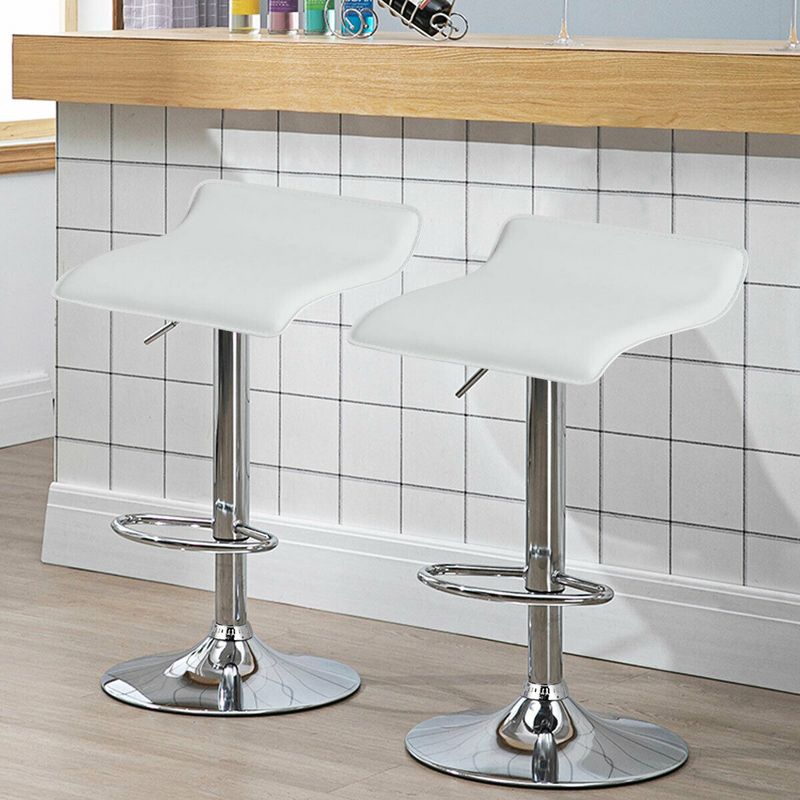 Costway Set of 4 Swivel Bar Stool PU Leather Adjustable Kitchen Counter Bar Chair White, 3 of 11