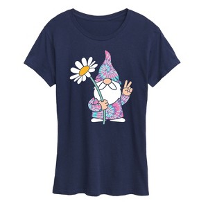 Women's - Instant Message - Tie Dye Gnome With Daisy Short Sleeve Graphic T-Shirt - 1 of 4