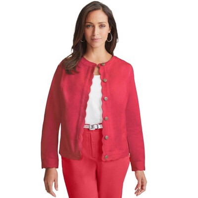 Jessica London Women's Plus Size Scalloped Denim Jacket