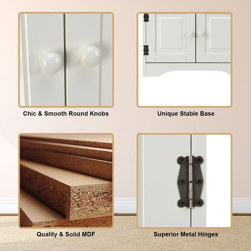 Tangkula Bedroom Accent Storage Floor Cabinet Adjustable Shelves Black/ Off White, 4 of 9