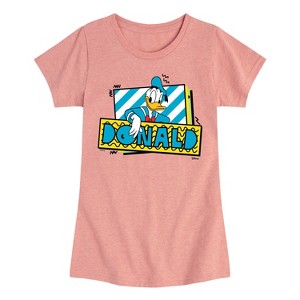 Girls' - Disney - Leaning Donald Duck With Nametag Fitted Short Sleeve Graphic T-Shirt - 1 of 4