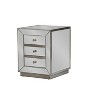 Currin Contemporary Mirror 3 Drawer Nightstand Silver Baxton